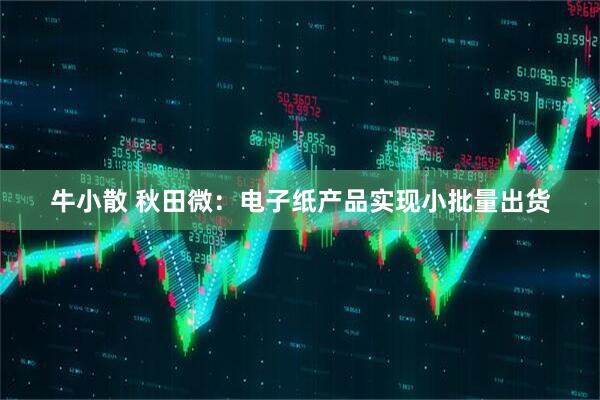 牛小散 秋田微：电子纸产品实现小批量出货